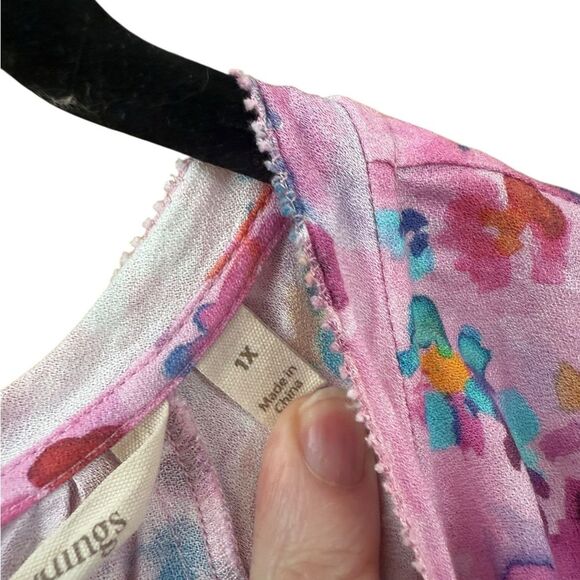 Soft Surroundings Brialla Pink Floral Blouse Top - size XL - Picture 4 of 8